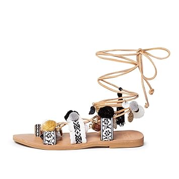 Sandalen Feifei Damenschuhe Hohe Qualität Material Sommer Flachboden Mode Krawatte Hausschuhe (größe : EU36/UK3.5/CN35)