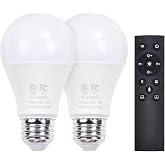 Gupuzm A19 LED Remote Control Bulbs, 800LM 9W, Equivalent to 60W Bulbs, Dimmable Bulb with Remote Control 3000K-6000K, E26 Base, CRI 80+,2.4GHz, Lifespan Over 25,000 Hours (9W-1 Remote-2 Bulb)