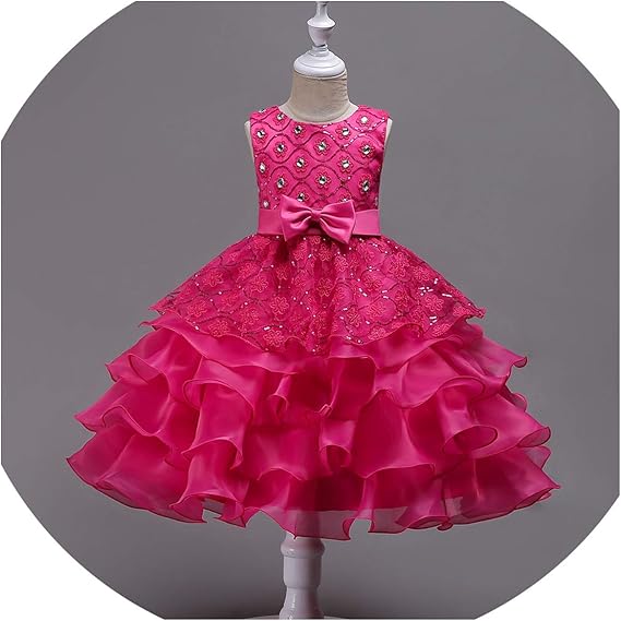 Amazon Co Jp ヨーロッパとアメリカの女の子のドレスプリンセスドレス子供服スカートフラワーガールのウェディングドレスダイヤモン 服 ファッション小物