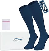 360 Relief 2 Pairs Compression Socks 15-20 mmHg Blue L/XL with Laundry Bag