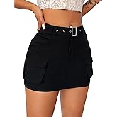 Cargo Skirts for Women Low Waist Button Mini Skirt with Pockets