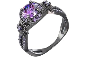 FUQIMANMAN2020 Gothic Black Rings Purple Red Crystal Zircon Diamond Wedding Engagement Ring Size 5-10