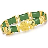 HPQQ Jade Bracelet for Women 18kt Gold Plated Sterling Silver Jade Fortune Bangle Bracelet Fine Jewelry Birthday Valentines Day Mothers Day Gifts for Mom Wife