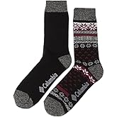 Men's Columbia Medium-Weight Fleece-Lined Thermal Crew Socks (BLACK FAIRISLE)