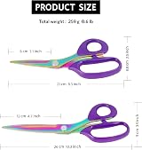 Asdirne Fabric Scissors Dressmaking Titanium Plated 26cm 21cm Purple Set of 2 view 3