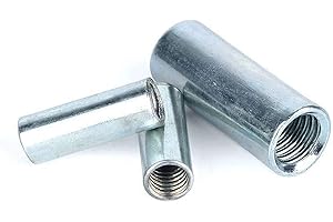 SDY 10 Pcs M10 x 1.5 x 34mm Long Rod Coupling Round Rod Nut Connector Zinc Plated Joint Nut Industrial Construction Fasteners