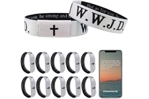 WENSUNNIE 10Pack Daily Bible Verse Bracelets, Jesus bracelets WWJD Scripture Wristband, Wearable Christian Bible Bracelets, Inspirational Jesus Christian Gifts for Girls Men Women (10Pack)