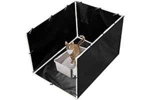 Bhyhok Cat Litter Box Enclosure Splash Guard, Large, Black, Easy to Clean, 22.8"x28.7"x17.3"