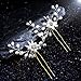 Jetec 4 Pieces Sliver Bridal Hair Pin Set Wedding Leaf Hair Pin and Elegant Ladies Pearl Rhinestone Hair Clip Wedding Bridal Jewelery Hair Accessories for Women and Girls