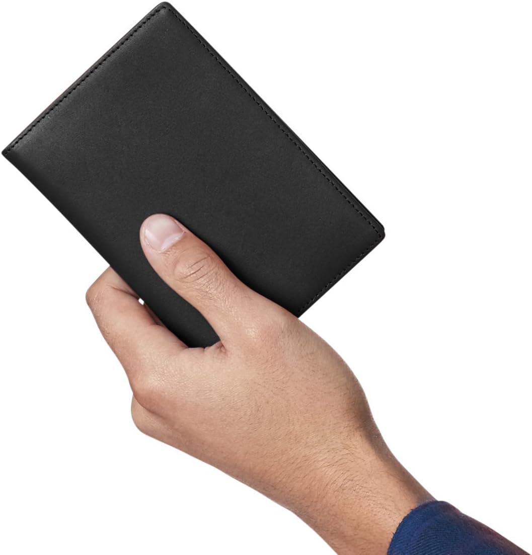  | Basics Leather RFID Blocking Passport Holder Wallet - 6 x 4 Inches, Black | Passport Wallets