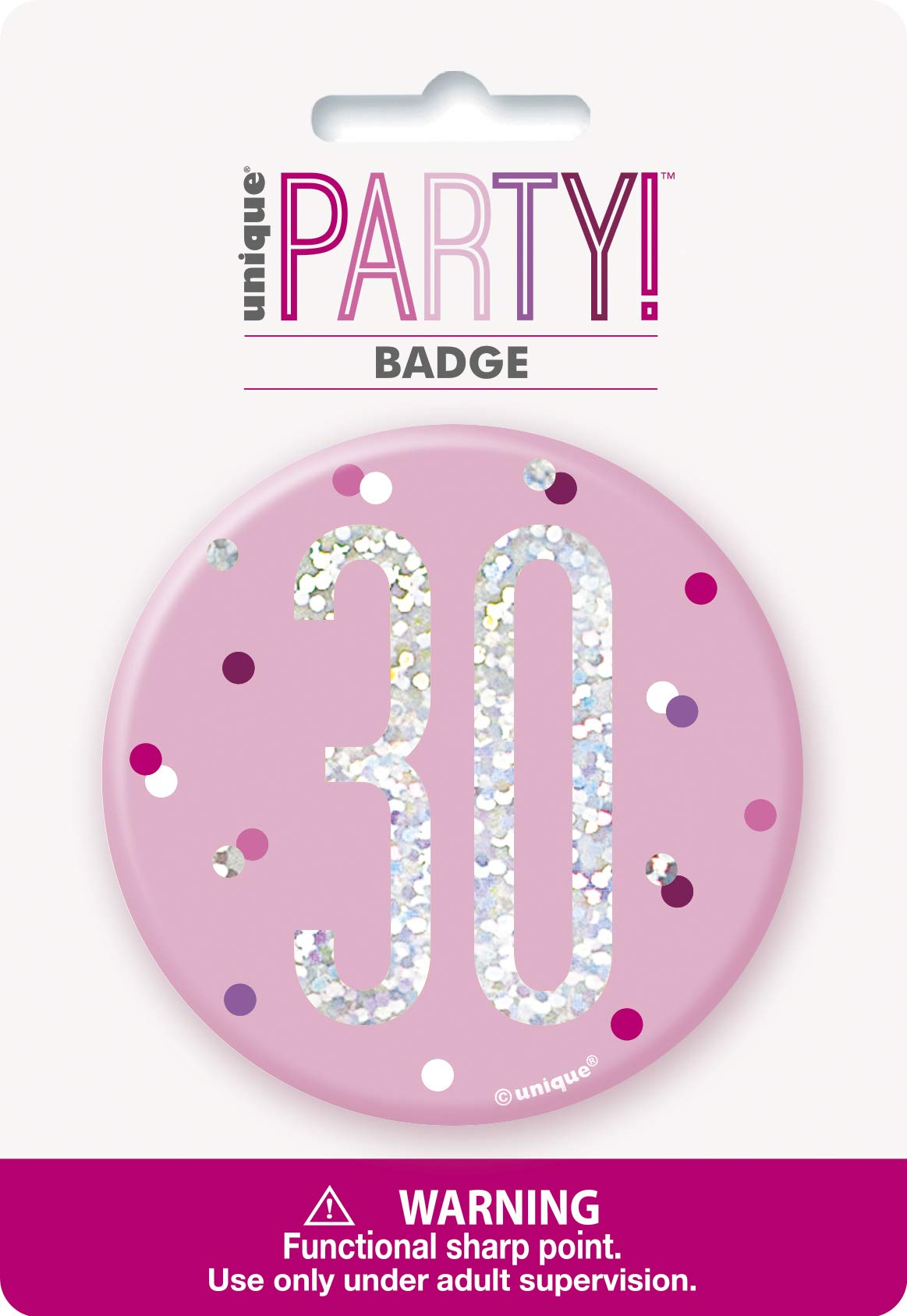 Stunning Glitz Pink & Silver 30th Birthday Badge - Perfect Keepsake Gift for Chic Celebration - 1 Pc