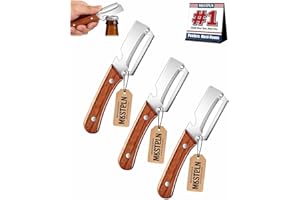 Wooden Kitchen Tool, 2-in-1 Multifunctional Stainless Steel Vegetable Handle Peeler with Built-in Bottle Opener for Fruit, Po