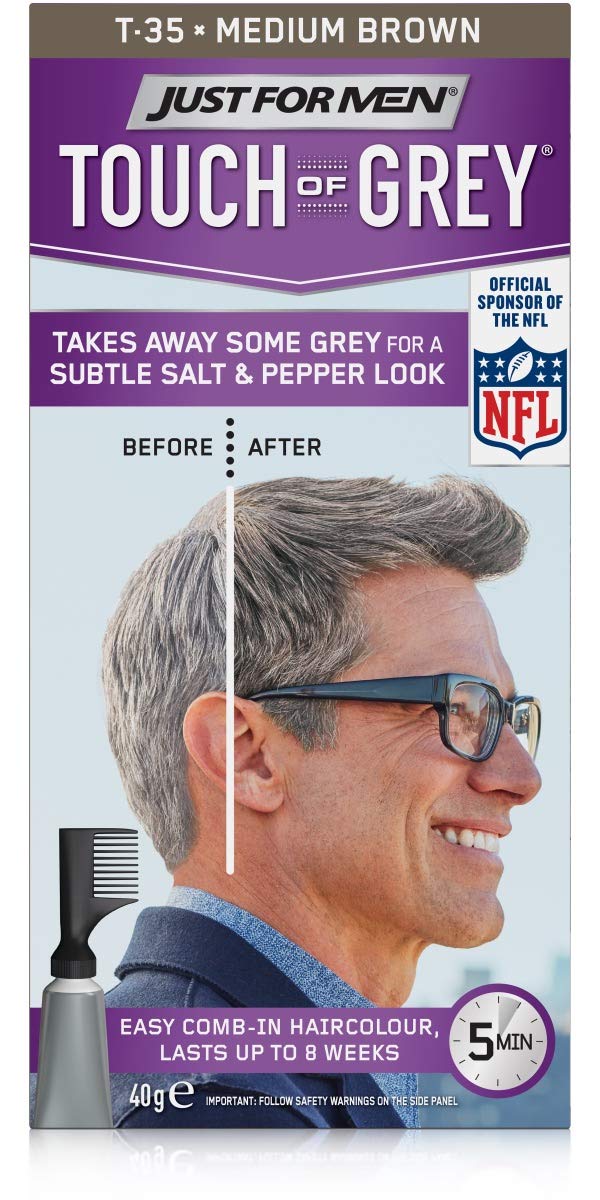 Just For Men Touch Of Grey Hair Colour, Medium Brown Grey T35, 40g