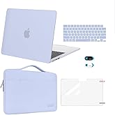 MOSISO Compatible with MacBook Air 13 inch Case 2026 2025 2024 2023 2022 M4 A3240 M3 A3113 M2 A2681, Hard Shell&Sleeve Bag&Keyboard Skin&Webcam Cover&Screen Film for MacBook Air 13.6, Pastel Blue