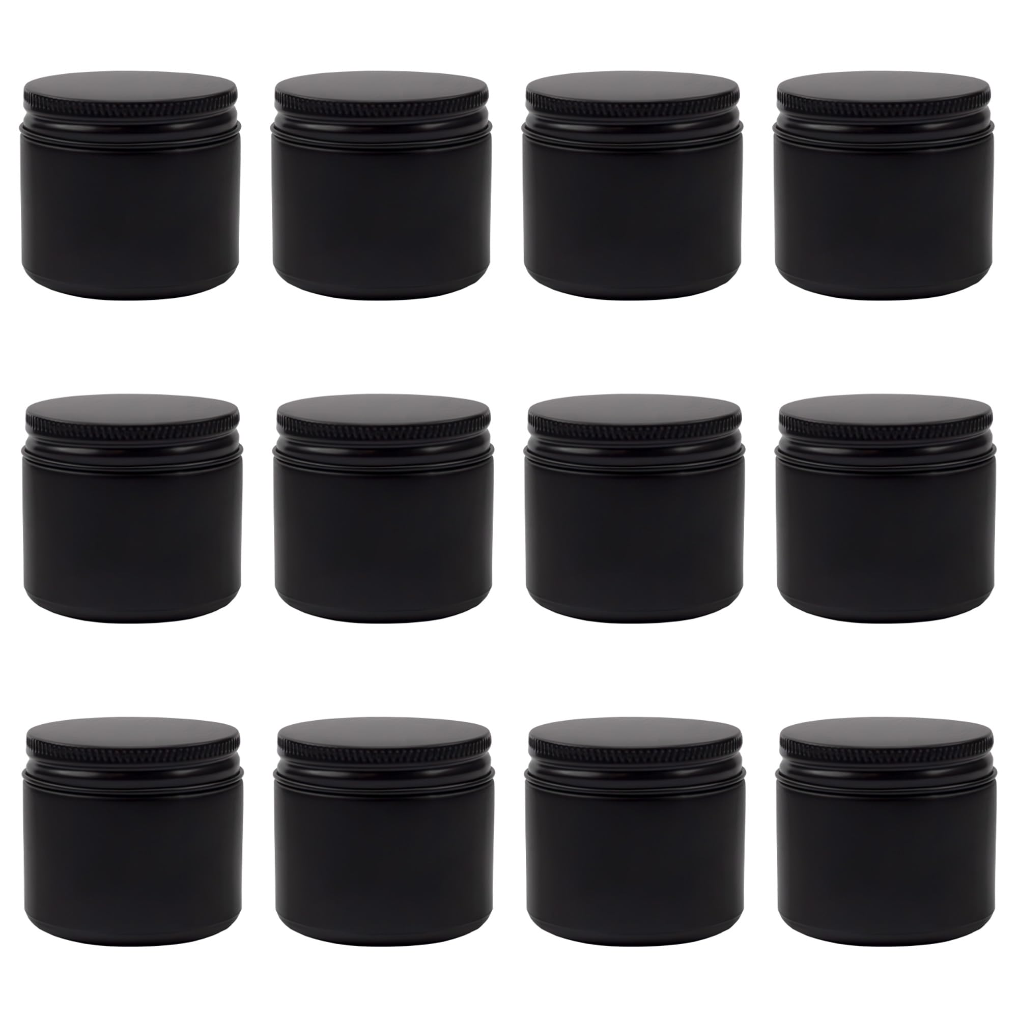 Photo 1 of Cornucopia Brands 2-Ounce Black Coated Glass Jars (Pack of 12) Cosmetic Jars with Black Metal Lids and Black Matte Exterior