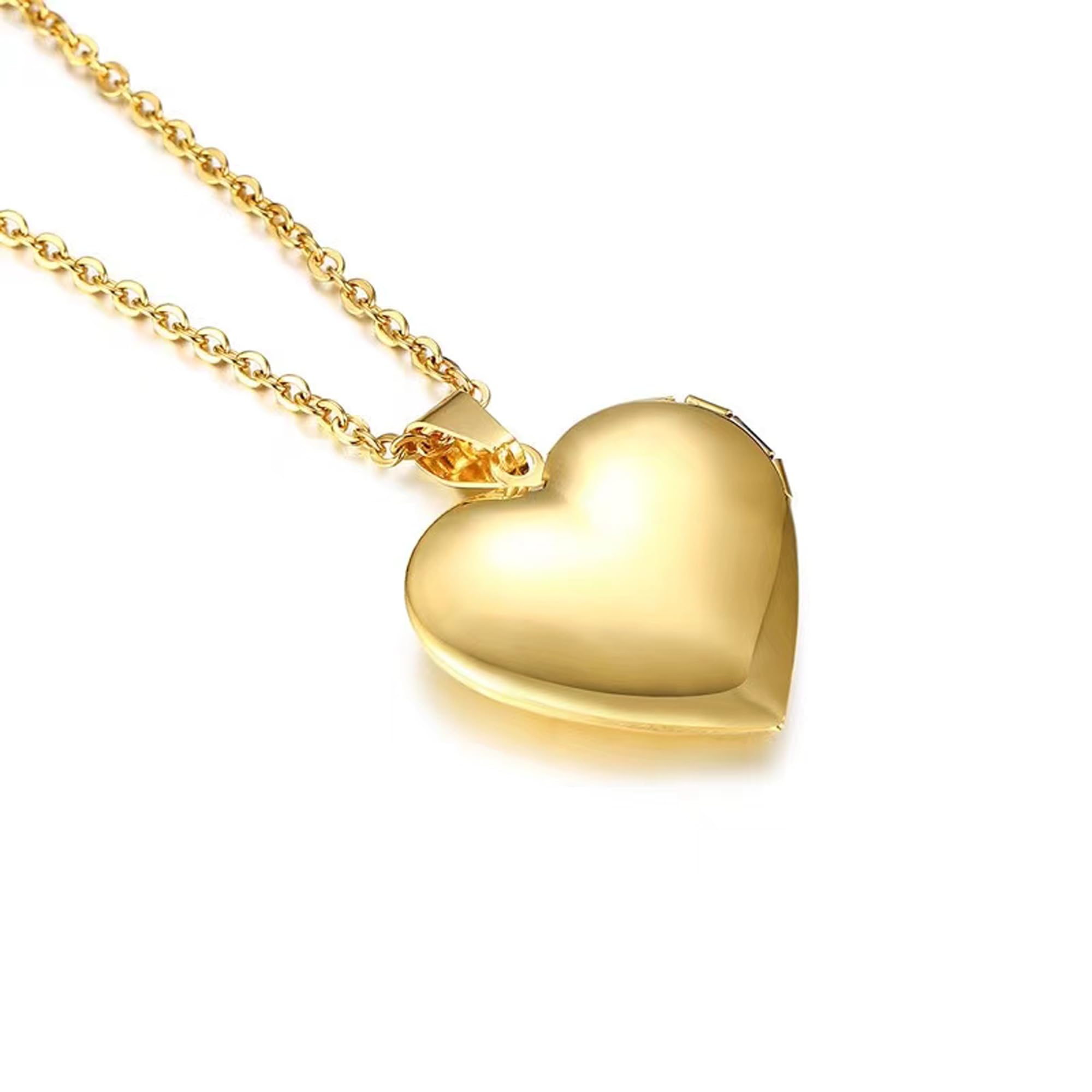 YOUFENG Love Heart Locket Necklace that Holds Pictures Polished Lockets Necklaces Birthday Gifts