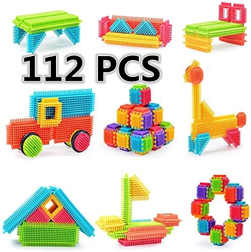 ihoven Bristle Shape Building Toys Set, Educational 3D Building Tiles Blocks Toy Kit for Kids Bristle Construction Stacking Shapes Set for Boys and Toddlers - in Delicate Gift Box