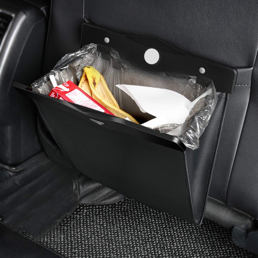 QUEES Car Trash Bag Magnetic Garbage Bag Auto Litter Car Bag Great for Cars Back Seat,Black