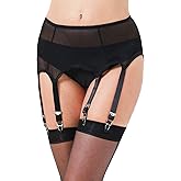 Lace Garter Belts/Sexy Mesh Suspender Belt with Six Straps Metal Clip for Women's Stockings/Lingerie (Garter Belt Sold Only)