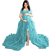 Tulle Maternity Dresses for Photoshoot Puffy Ruffles Bathgown Sheer Baby Shower Pregnancy Gowns
