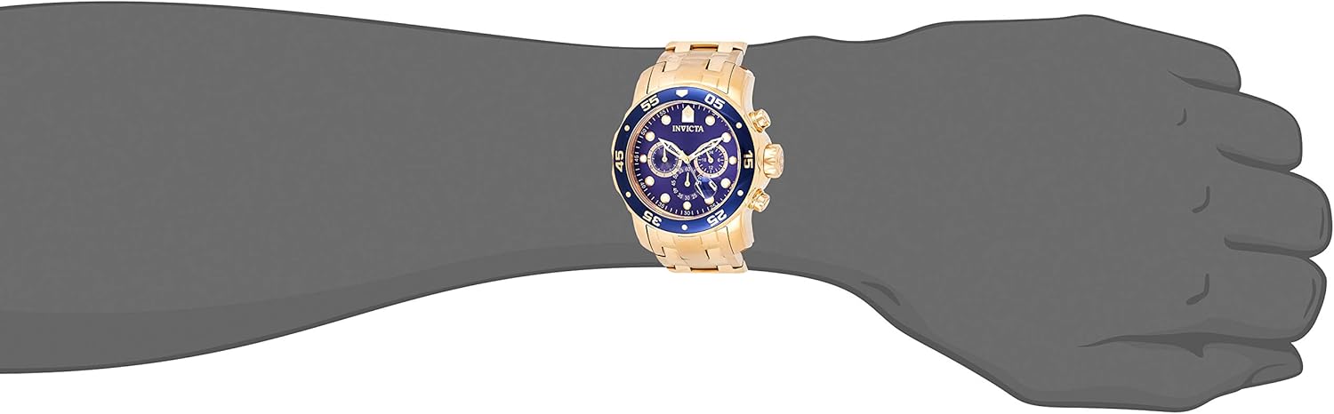 Invicta Men's 0073 Pro Diver Collection Chronograph 18k Gold-Plated Watch with Link Bracelet: Invicta: Watches