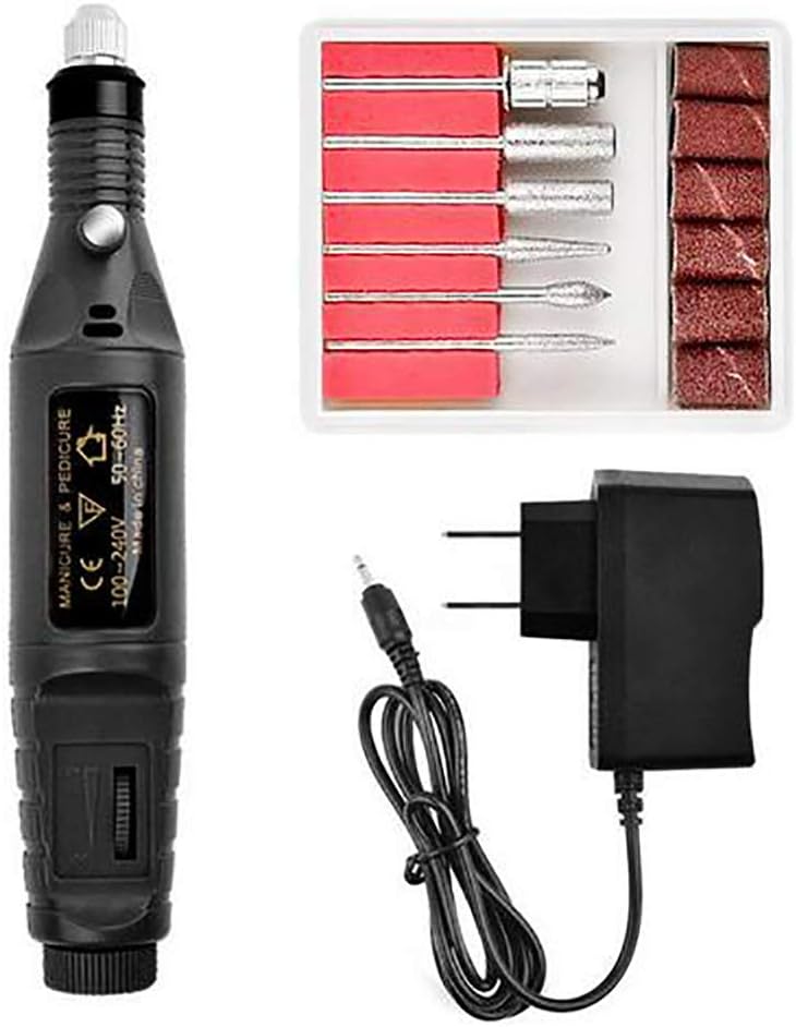 MENGXI Electric Nail Drill Pen Shape Nail Drill Set Kit Compact Portable for Acrylic Gels Callus Removal with 6 Nail Drill Bits