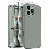 FireNova Designed for iPhone 16 Pro Max Case, Silicone Upgraded [Camera Protection] Phone Case with [2 Screen Protectors], Soft Anti-Scratch Microfiber Lining Inside, 2024, Calke Green