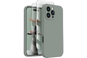 FireNova Designed for iPhone 16 Pro Max Case, Silicone Upgraded [Camera Protection] Phone Case with [2 Screen Protectors], Soft Anti-Scratch Microfiber Lining Inside, 2024, Calke Green