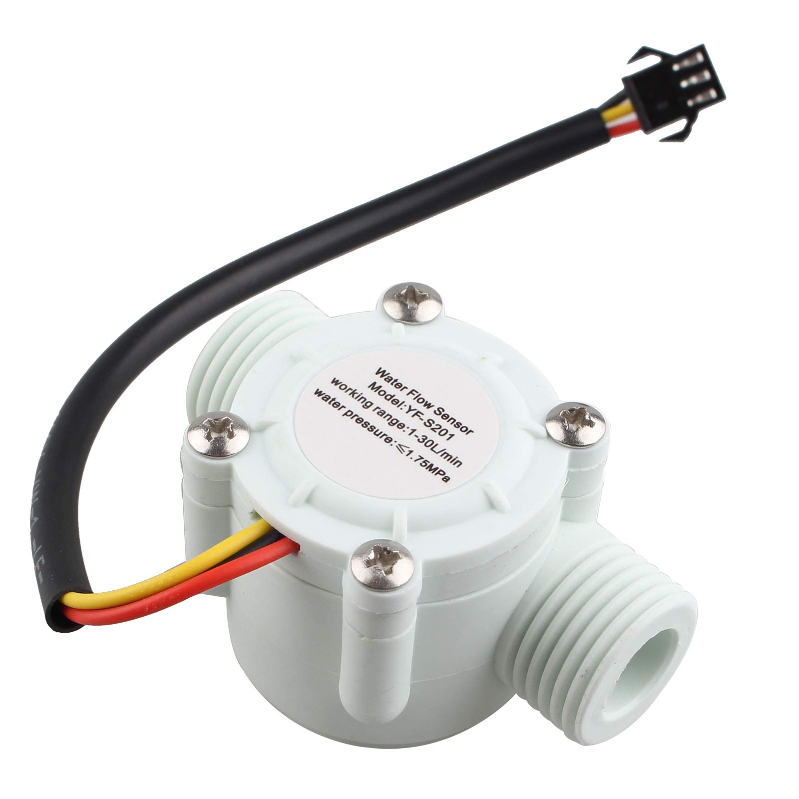 HALJIA YF-S201 1-30L/min Water Flow Hall Counter/Sensor Water Control Water Flow Rate Switch Flow Meter Flowmeter Counter G1 / 2 White