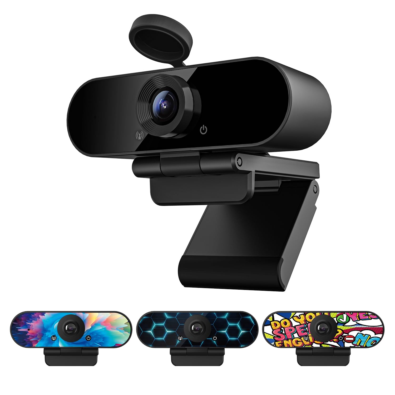 Smilodon 1080P HD Webcam, Pro, with 110° Wide Angle, Privacy Cover, Microphone, Tripod, for Conferencing, Live Streaming, Recording, Compatible with Skype/Zoom/YouTube/Teams — image 1