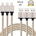 Cablex 3Pack 6ft Lightning Cables, 8 Pin Nylon Braided Charging Cords Charger Compatible with iPhone 7/7 Plus/6s/6s Plus/6/6Plus/5s/5c/5, iPad/iPod Models (Golden)