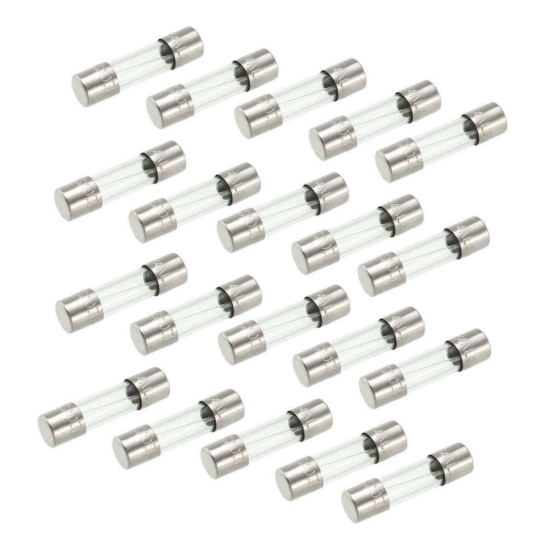 sourcing map Slow Blow Glass Cartridge Fuse Tube Time Delay Fuse 5mm x 20mm 250V 4A 20Pcs