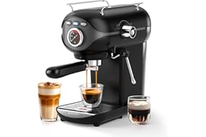 XIXUBX Espresso Machine, 20 BAR Pump Temperature Control, Compact Espresso Maker with Steam Milk Frother, Professional Coffee Makers for Home, Cappuccino, Latte, Gifts for Coffee Lover, Black