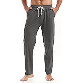 AMY COULEE Mens Cotton Yoga Pants Running Workout Lightweight Sweatpants Open Bottom Lounge Pants with Pockets