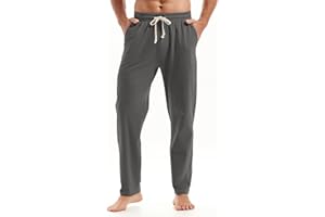 AMY COULEE Mens Cotton Yoga Pants Running Workout Lightweight Sweatpants Open Bottom Lounge Pants with Pockets