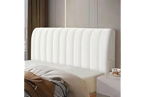 CXLT Crystal Velvet Bed Headboard Covers Short Plush Upholstered Stretch Bed Head Cover Bed Headboard Slipcover Double Single Queen King Head Board Dustproof Protector for Bedroom Décor(150cm,White)