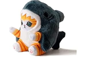 TQJOUJOU Cute Shark Cat Plush Toy, 8'' Cat Face Shark Stuffed Animal Plushies Doll, Kawaii Soft Stuffed CatShark Pillow for Boys and Girls Birthday Gift (Blue)