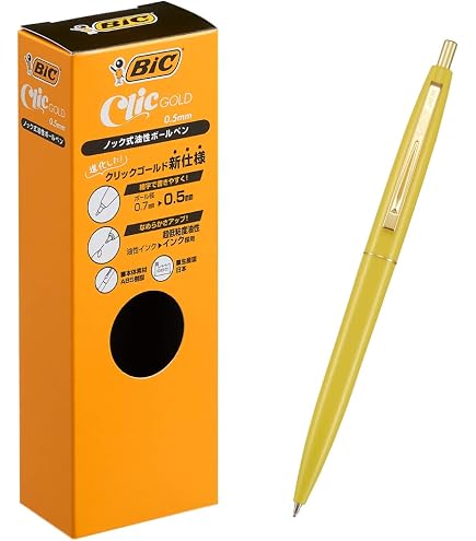 Bic Japan Bic CFCGRED05BLKJ Ballpoint Pen, Click Gold, 0.5, Oil