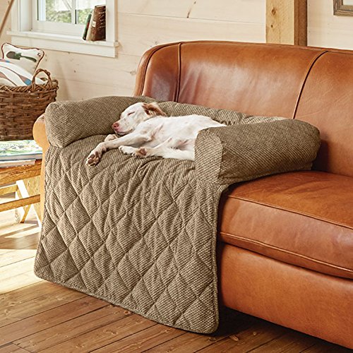 Orvis Grip-Tight Bolstered Sofa Protector, Brown Tweed