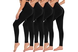 CAMPSNAIL 4 Pack Leggings for Women - High Waisted Tummy Control Yoga Pants for Workout Gym Black Leggings Plus Size Dance