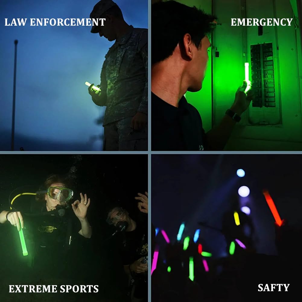 Glow Fever Emergency Safety Military Grade Glow Sticks, 10pcs, 6'' Ultra Bright Glow Sticks with 12 Hours Duration. Great for Hiking, Party, Camping, Blackouts, Hurricane and Survival Kits (Green)