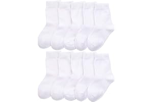 CHUNG Toddler Boys Girls 10 Pack Athletic Cotton Basic Crew Socks Anti Slip Autumn School Uniform Casual Sport
