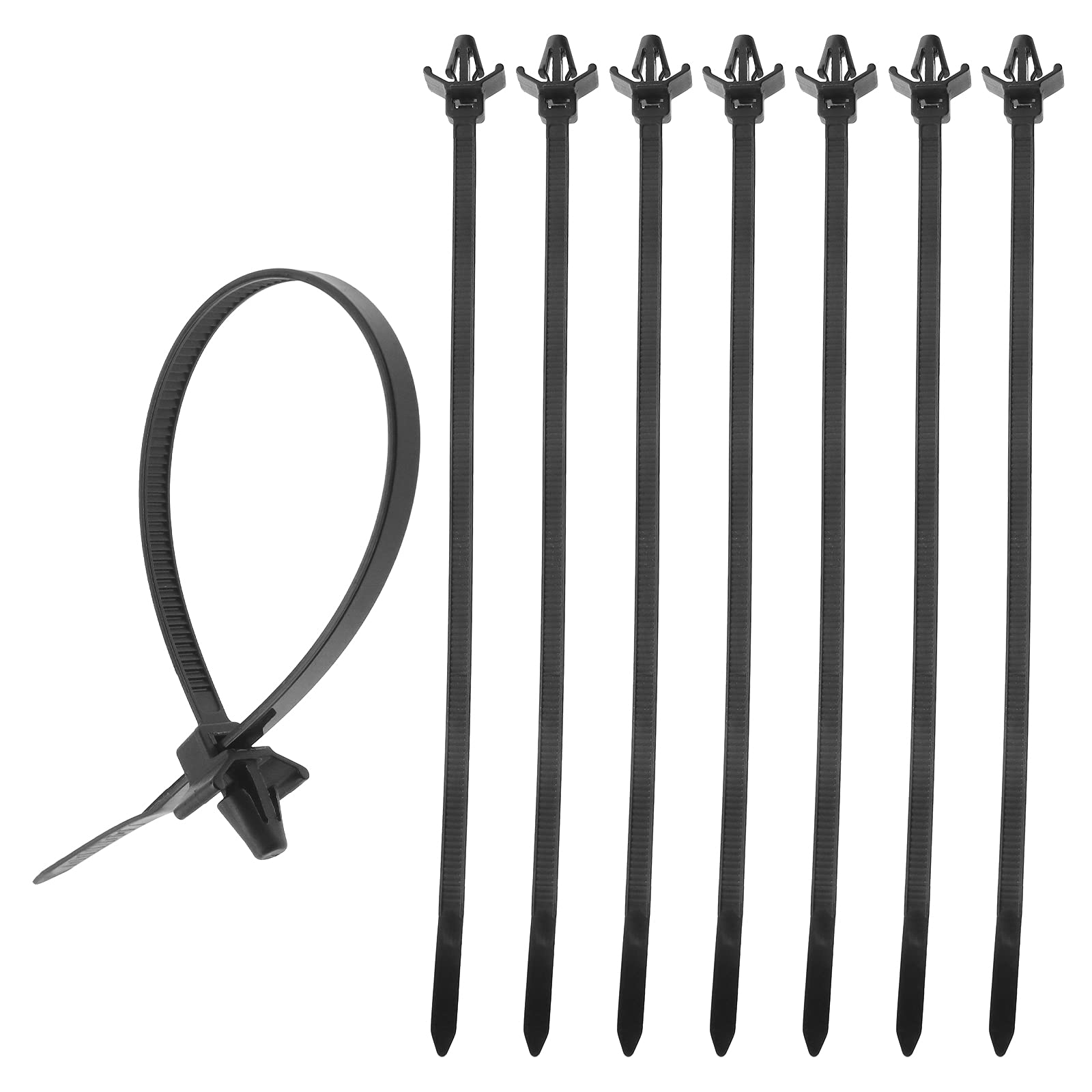ECSiNG 100pcs Push Mount Winged Chassis Cable Ties for Homehold Construction Industry Electronic Industry Auto Cable Wire Nylon Black 200x4.8mm Fit Hole Diameter 4mm-6mm