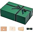 LIFELUM Green Gift Box for Presents 1 Pack 13.8 x 8.3 x 4.5 inch Big Decorative Gift Box for Clothes with Magnetic Lids Luxury Accessories Card, Ribbon, Filler,Sticker Christmas