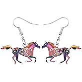 NEWEI Enamel Alloy Sweet Running Horse Earrings Drop Dangle Fashion Animals Jewelry For Women Kentucky Derby Gifts