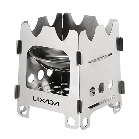 Lixada Camping Stove, Portable Folding Wood Stove Lightweight Stainless Steel Alcohol Stove for Outdoor Cooking Backpacking Stove