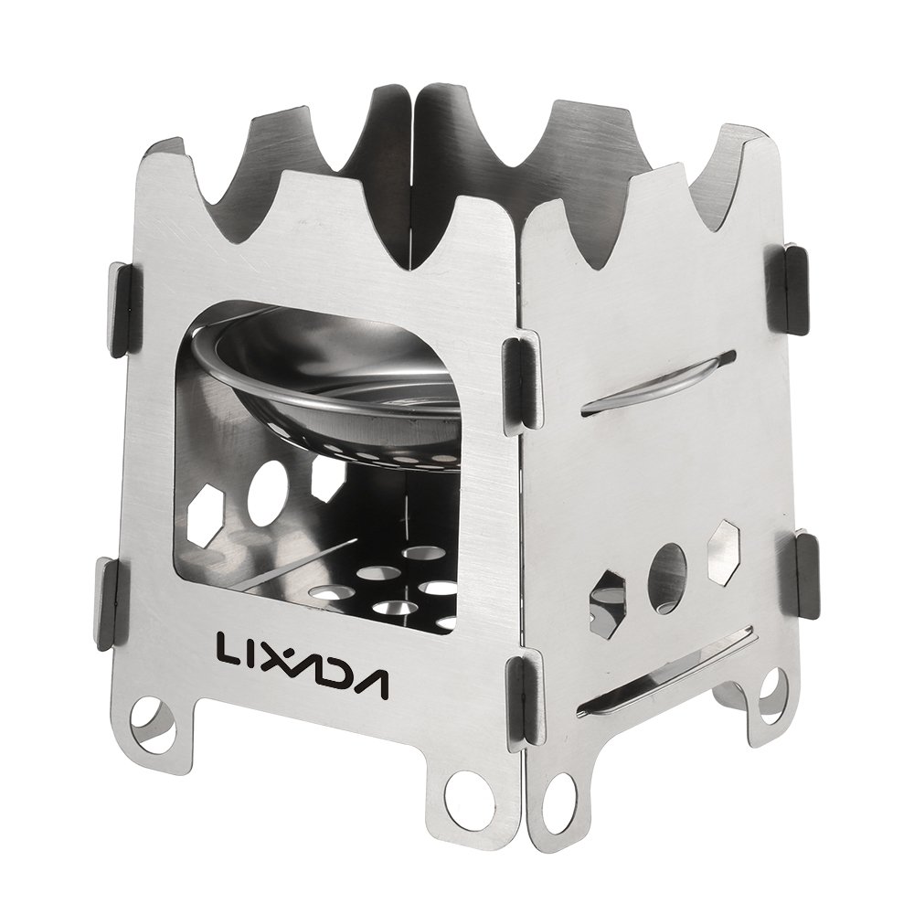 Lixada Camping Stove Stainless Steel Lightweight Wood Stove Alcohol Stove Burner for Portable Outdoor Camping Cooking Picnic BBQ