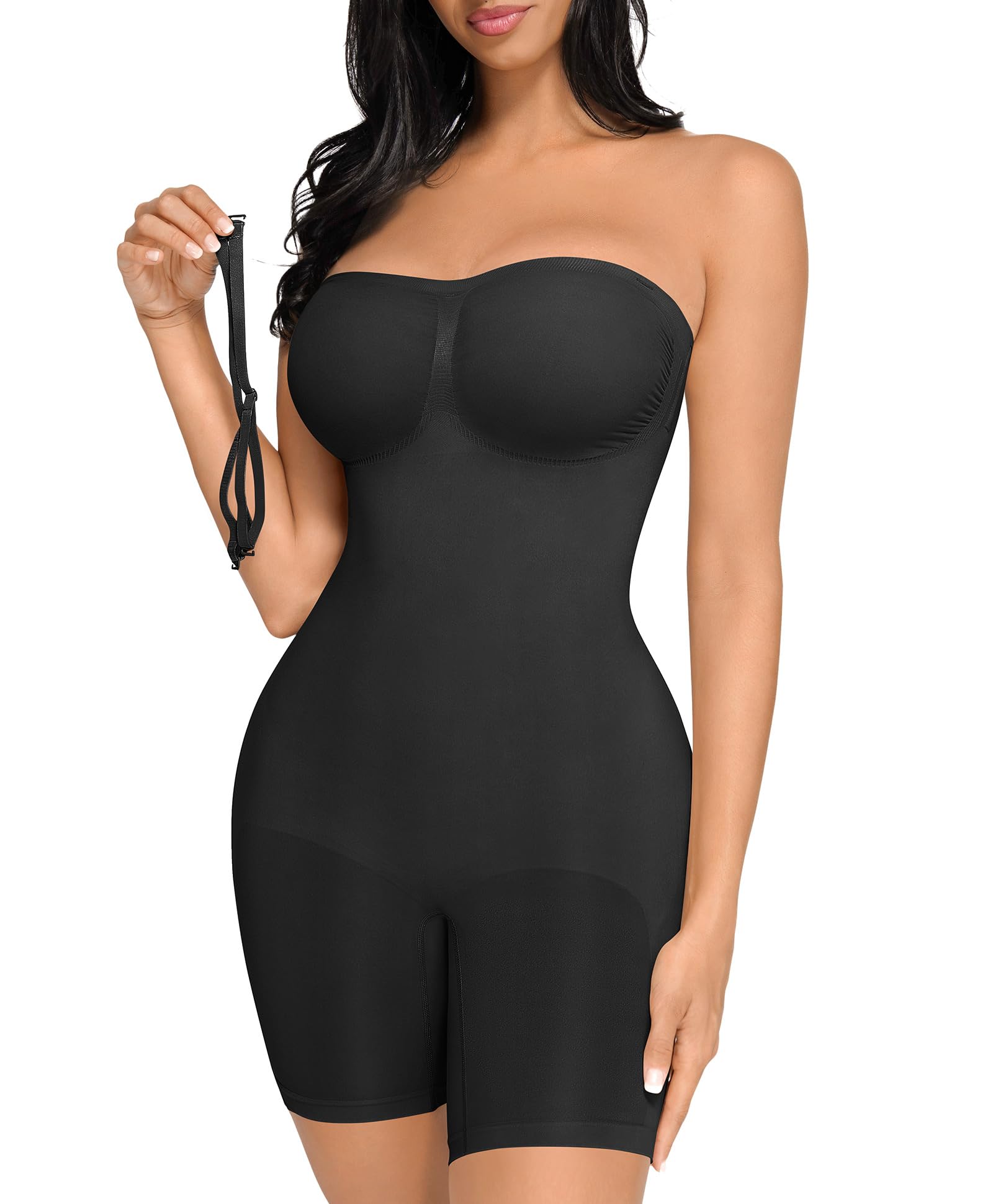 Photo 1 of FeelinGirl Shapewear Bodysuits for Women Tummy Control Shapewear Seamless Body Suit Sculpt Body Shaper with Removable Straps M