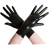 ABWL Black Latex Gloves for Women Men,Natural Rubber Short Gloves Cosplay Costume Party Clubwear