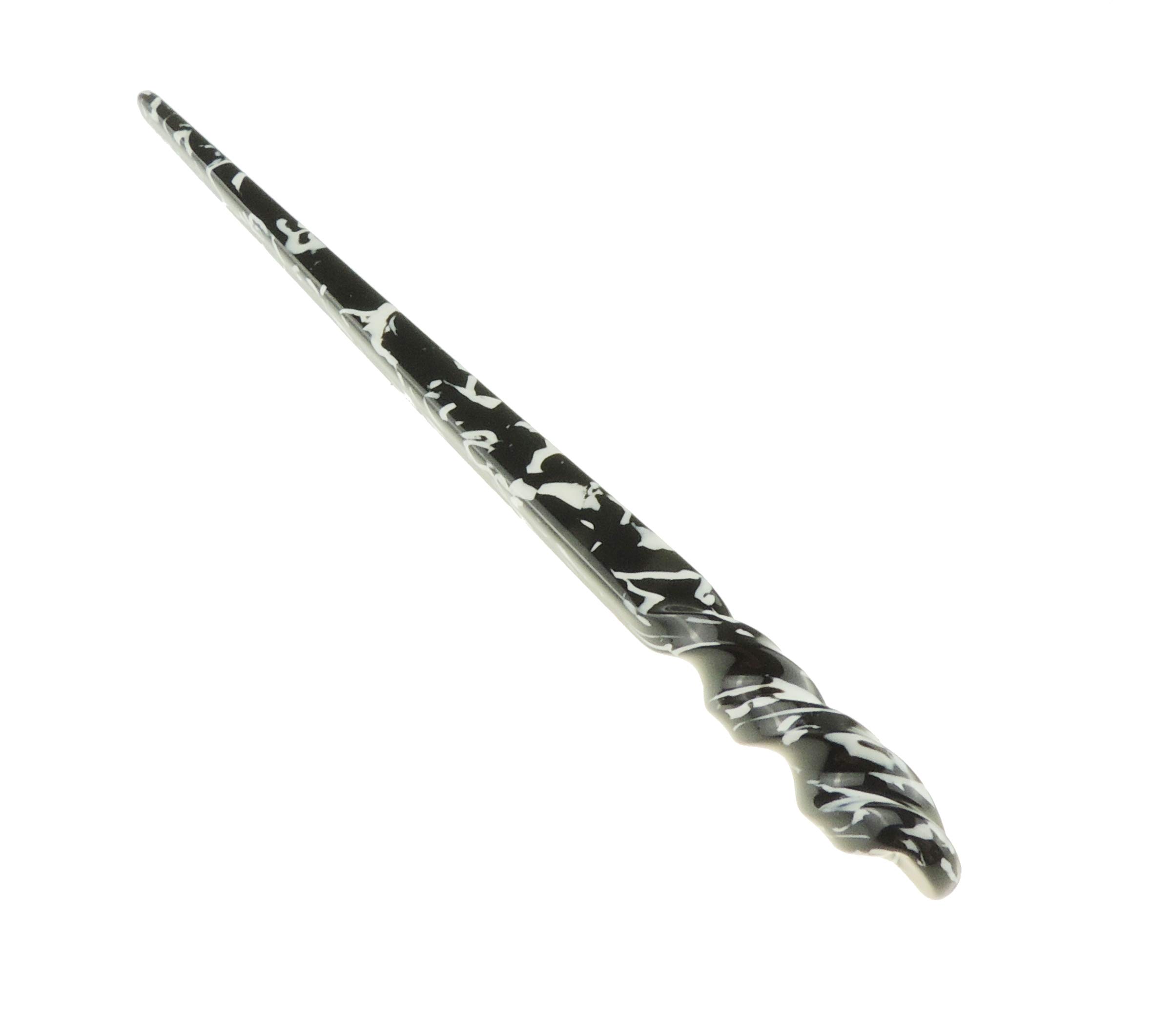 Womens Retro Boho Twist Bridal Wedding Party Bridesmaid Christmas Gift Banana Styling Hair Accessories Pins Bun Holder Chignon Brooch Hairpin Slide Jewelry Updo Chopsticks Stick (Black White Swirls)